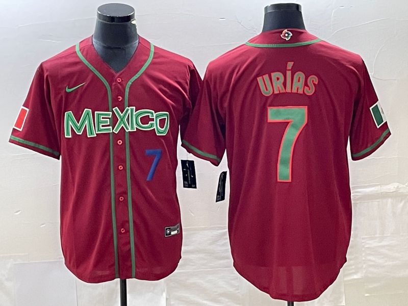 Men 2023 World Cub Mexico #7 Urias Red green Nike MLB Jersey6->more jerseys->MLB Jersey